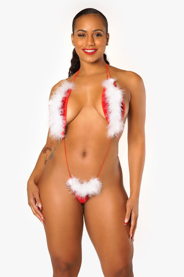 Santa Red Velvet and Fur Sling Shot